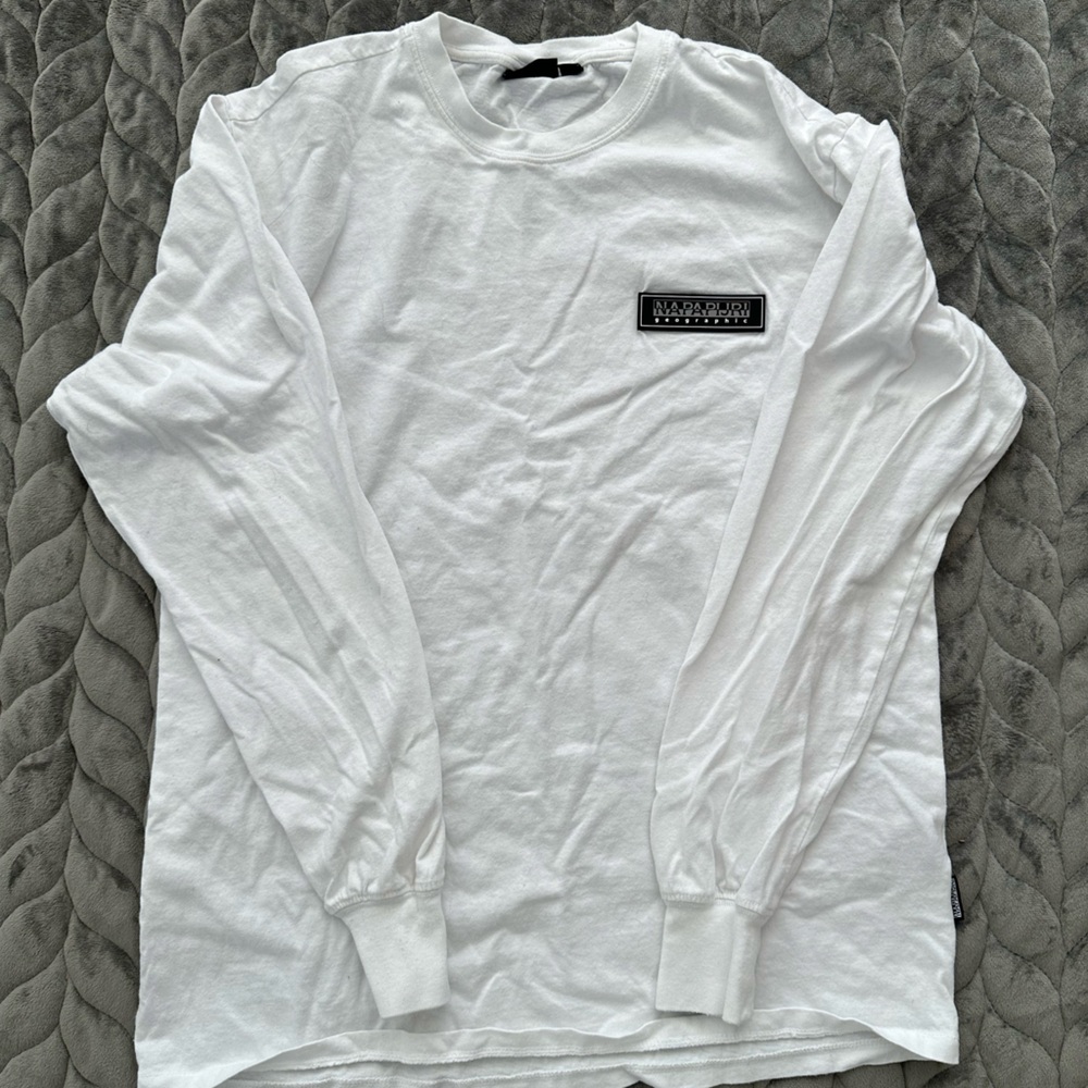 Napapijri White Shirt with Black Logo Patch